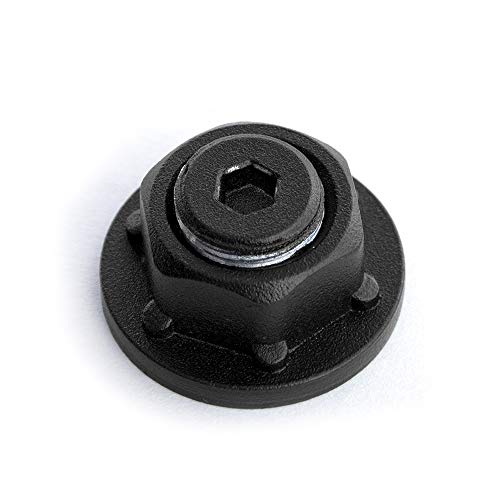 Image of OZCO Hex Cap Nuts, 1-1 /2in, 10 Pack, Black | Powder-coated aluminum, Conceals lag screws, 10 hex cap nuts, 10 hex cap nut plugs, For decks, pergolas, fences