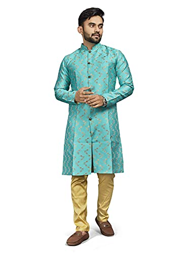 Image of Mens Indo Western Set (Small, T.Blue)