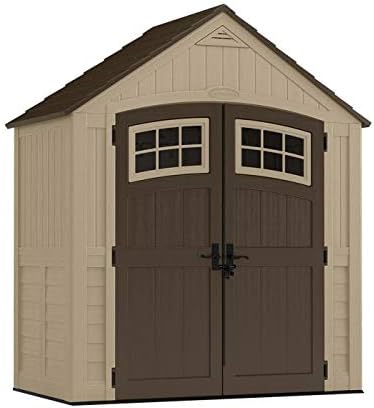 Suncast BMS7491D 7' 4-1, 2" x 8' 6-1, 2" Heavy-Duty Resin Sutton Storage Shed, Sand