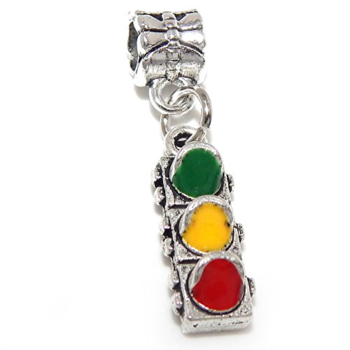 GemStorm Silver Plated Dangling 'Traffic Light' For European Snake Chain Bracelet