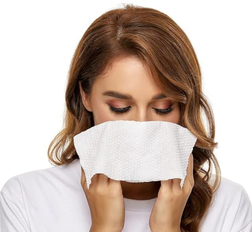 Image of MSOEUESO Soft Dry Wipes Cotton Facial Tissues, 300 Count Disposable Face Towels, Cotton face Towel for Sensitive Skin, Facial Cleansing, Makeup Removing, Surface Cleaning (300 Count (Pack of 3))