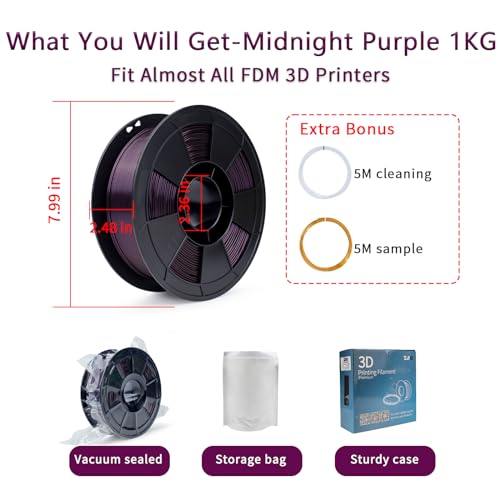 Image of Ziro Shiny Sparkle PLA Filament with Finer Glitter,Shining 3D Printer PLA Filament 1.75mm,Mystical Series 1kg /2.2lbs Spool,Dimensional Accuracy + /- 0.03mm,Fit Most FDM 3D Printers,Midnight Purple