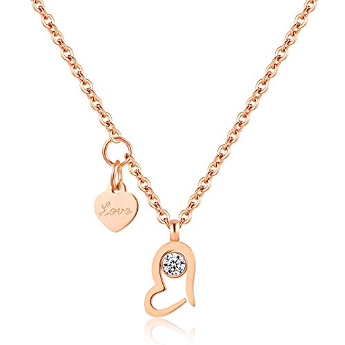 Image of Yellow Chimes Pendant for Women and Girls Rose Gold Pendant Necklace For Women | Staineless Steel Love Heart Pendant Chain | Birthday Anniversary Valentine Gift for Wife Girls Women