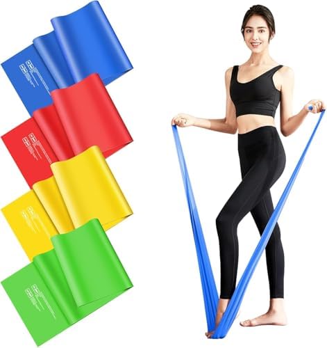 Fokky Fitnessbänder 4er-Set, 1.5M/1.8M Resistance Bands mit 4 Stufen | Widerstandsbänder mit Tragetasche & Übungsanleitung, Gymnastikband für Crossfit, Muskelaufbau, Yoga, Pilates