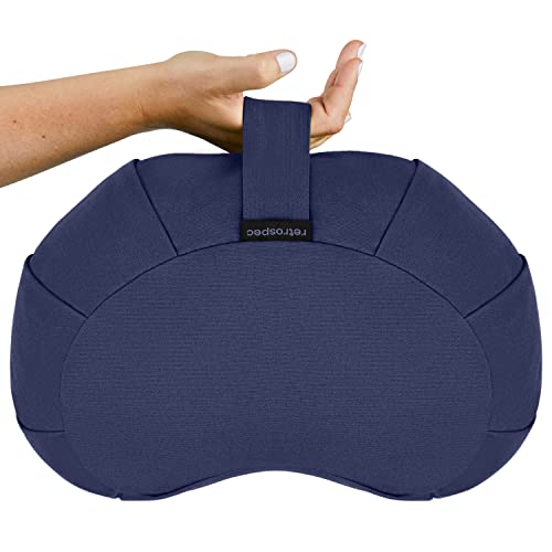 Image of Retrospec Sedona Zafu Meditation Cushion with Buckwheat Hull Fill - Adjustable Yoga & Pilates Equipment Support - 17in Crescent Cotton Cover