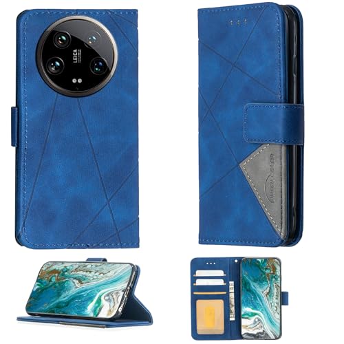 Aroepurt Case Compatible for Xiaomi Mi 14 Ultra 5g Phone Case Cover Flip Stand Cover PU Leather Wallet Case Blue