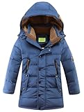 Mallimoda Big Boy's Hooded Bubble Jacket Heavyweight Solid Puffer Coat Style 1 Deep Blue Size 5-6 Years