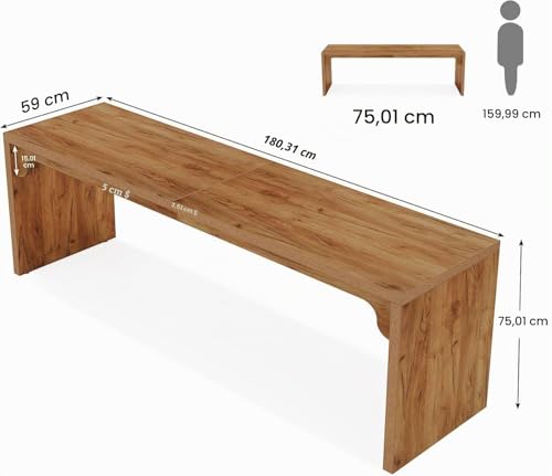 Poste de travail de 180 cm marron pour ordinateur - 3