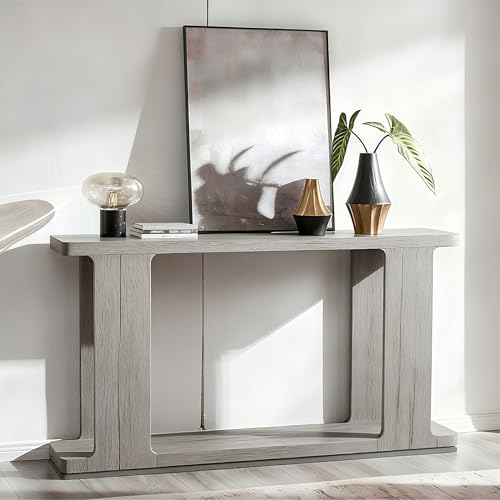 OKD 63 Inch Modern Entryway Console Table, 2-Tier Long Sofa