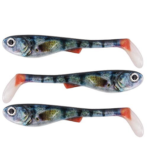 FISHN GRUMPYnature 3 Pack - 10gr, 11cm, Ultra Realistic HighResCapture-Design, señuelo de Pesca para Lucio, lucioperca, Perca, señuelo Suave Lucio (Perch)