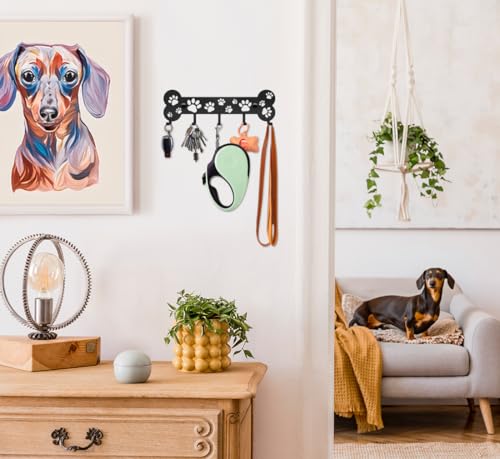 Dog Leash Holder - Unique Metal Wall Hanger With Bone and Paw Design - Pet Leash Hook and Key Organizer - Decorative Gift Idea for Dog Lovers - Image 6