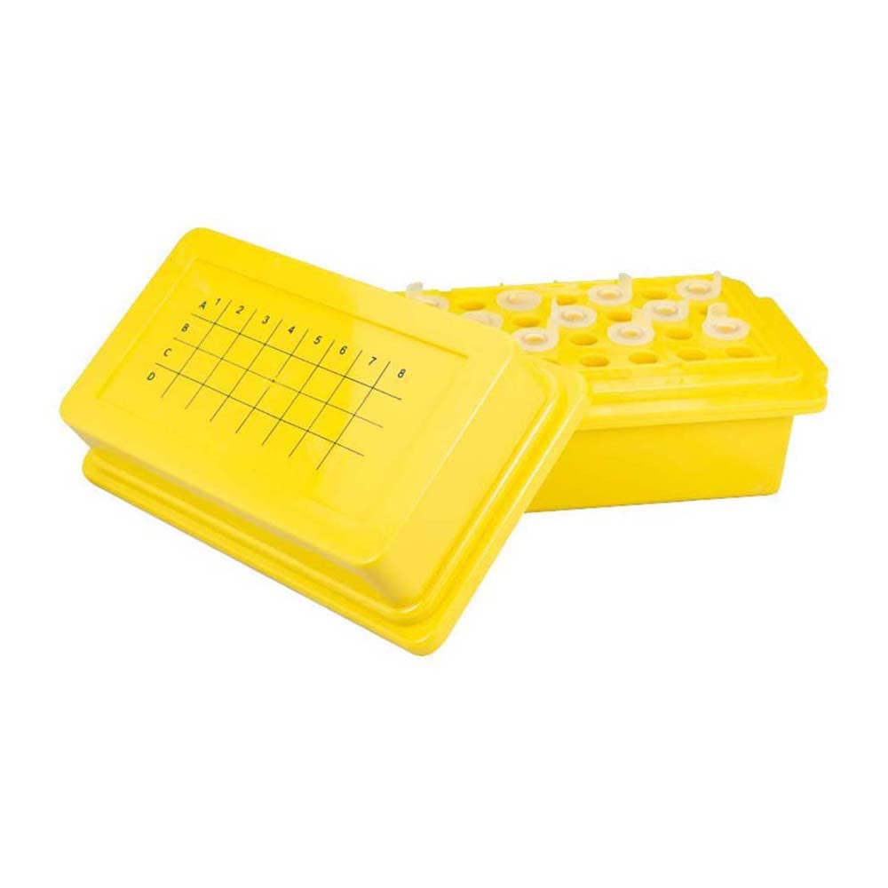 neoLab CellCamper 2-3730 Kryo Rack para tubos de crimo con gel, 0 °C durante 5 horas, 32 plazas, 240 cm de largo x 120 mm de altura, color amarillo