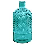  Sensei Maison - Vase Bouteille en Verre recyclé Diamond - 28 cm - Bleu Turquoise