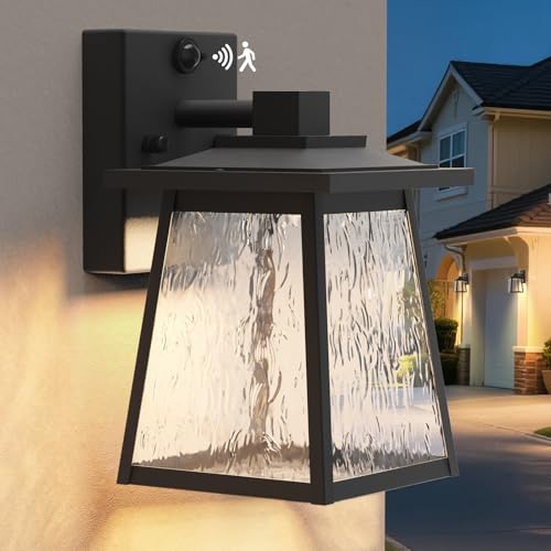 LTBLIGHT Outdoor Motion Sensor Light, 3CCT 10W LED Black Outdoor Porch Light, Farmhouse Waterproof Exterior Lighting for House Garage Patio Front Door, 100-120V