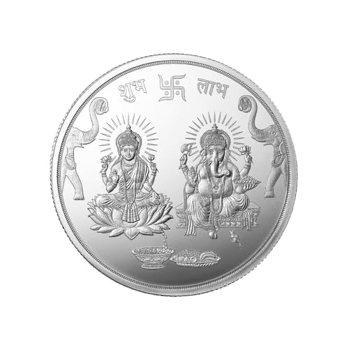 999.9+ Purest Silver Coin, Lakshmi Ganesh 50 Gram Coin