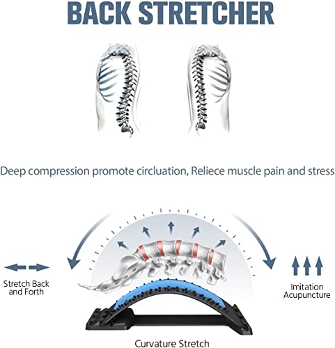 Image of Back Stretcher, Lumbar Back Cracker Board Pain Relief Device, Multi-Level Lumbar Back Massager, Pain Relief for Herniated Disc, Sciatica, Scoliosis, Lower and Upper Lumbar Support Stretcher