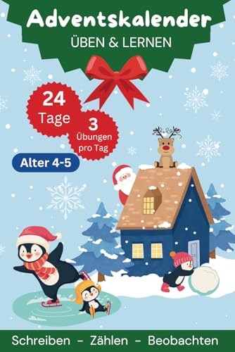 Lernen und rätseln Adventskalender ab 4 Jahren: Denk- und Malspiele - 24...
