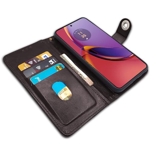 Image of Pikkme Motorola G84 5G Flip Cover Leather Finish | Wallet Stand and Shock Proof | Inside TPU with Card Pockets | Complete Protection Button Flip Case (Coffee)