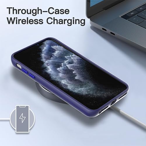 Coque iPhone 11 Pro Max bleu anti-traces de doigts et chargement Magsafe