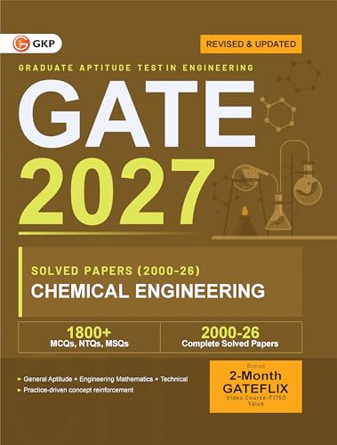 Image of GATE 2027 Chemical Engineering | 27 Years Solved Papers 2000-2026 | 1800+ MCQs | Previous Year Questions with Solutions
