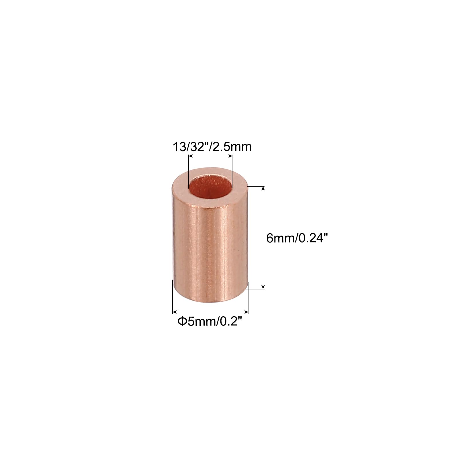 PATIKIL 3/32"/ 2,5 mm tuleja zatrzymująca linę, 50 sztuk miedzianych tulejek zaciskowych do tulejek linowych, złoty odcień