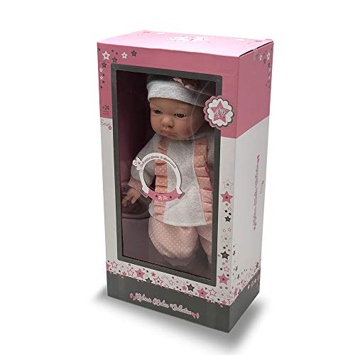 Tachan - Muñeca con Cuerpo Blando de 40 cm, Vestida con Traje de bebé Rosa y 12 Sonidos Diferentes (781T00433)