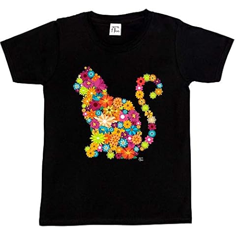1Tee Girls Cat Silhouette T-Shirt Black Cover