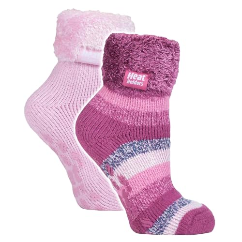 HEAT HOLDERS 2 Pack Ladies Womens Bed Socks Cosy Lounge Warm Winter Fleece Sleep Socks (4-8 HHL07 / HHL08)