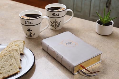 Image of NIV, Couples' Devotional Bible (Build a Biblical Foundation for Your Marriage), Leathersoft, Stone, Comfort Print: Growing Together in Christ