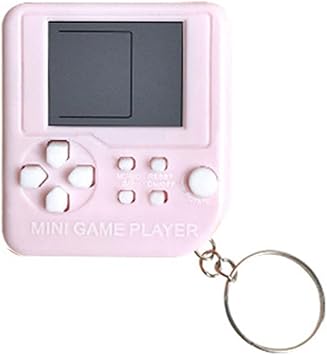 Mini Classic Games Player Keyring Retro Games Console Games with 26 Games Handheld Game Console Portable Mini Retro Game Player Decompression Toys for Video Game Fans Pink