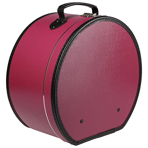 Lierys Sombrerera redonda y burdeos roja - Aprox. 40 cm x 21 cm - Caja para sombrero grande de piel sintética - Con asa y cierre - Caja para sombrero - También como decoración para el piso