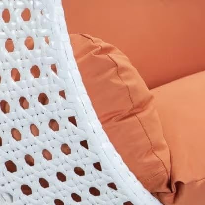 Image of Double Seater Hammock Swing Chair with Stand & Cushion | Heavy Duty Powder Coated Steel Frame | Outdoor Indoor Hanging Swing for Patio Balcony Garden Terrace Living Room (White-Orange)