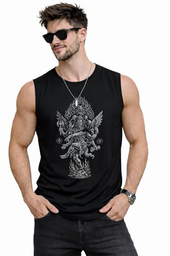 Image of JUGULAR Tank Tops Sleeveless T-Shirt for Men Gym Wear Vest Printed Stylish Round Neck Running for Sports Workout Fitness & Casual or Beach Wear