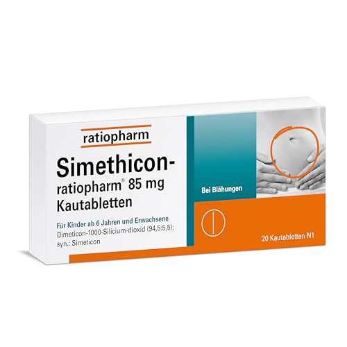 Simethicon-ratiopharm 85 mg Kautabletten: Helfen effektiv bei Blähungen und einem unangenehmen Völlegefühl 20 Kautabletten