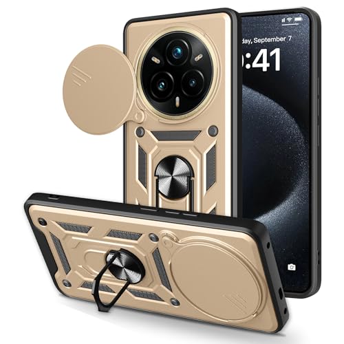 Lucyliy Funda para Realme 14 Pro Plus Funda PC rígido de Doble Capa, a Prueba de caídas Compatible con Realme 14 Pro Plus Funda Protectora Grado Militar Golden