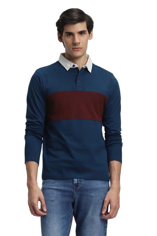 Image of Dennis Lingo Men's Cotton Polo Neck Tshirt, Regular Fit Long Sleeve