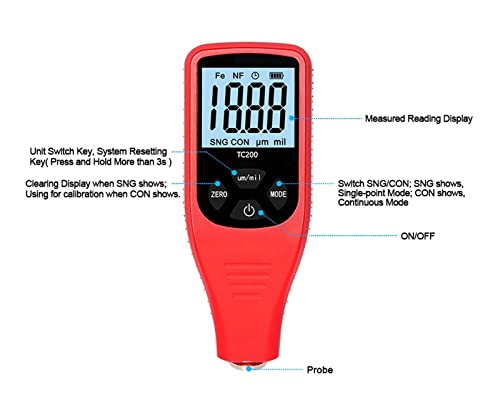 Calibrador de grosor TC200 para pintura de auto rojo miniatura 2