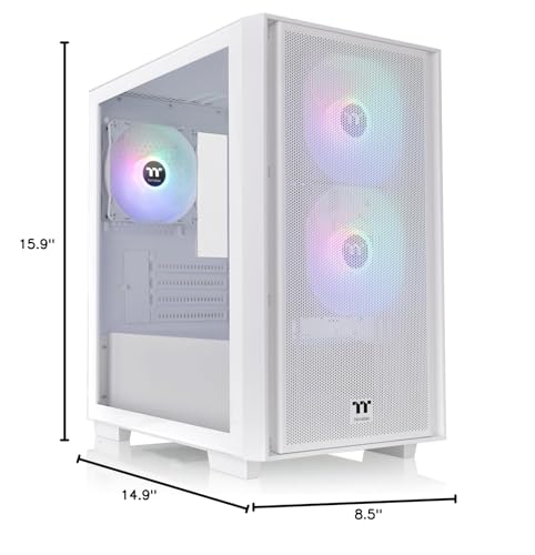 Image of Thermaltake Versa H16 TG ARGB Snow Micro ATX Tower Case; Tempered Glass Side Panel; 3 Pre-Installed ARGB Fans; CA-1Y8-00S6WN-01; 3 Year Warranty