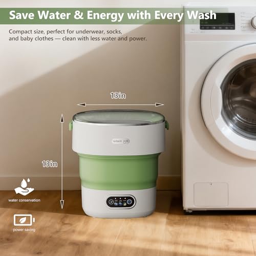 Image of Mini Laundry Machine 16L - Foldable Portable Laundry Machine and Spinner for Baby Clothes, Underwear, Socks; Ideal for Travel, Dorms, Camping