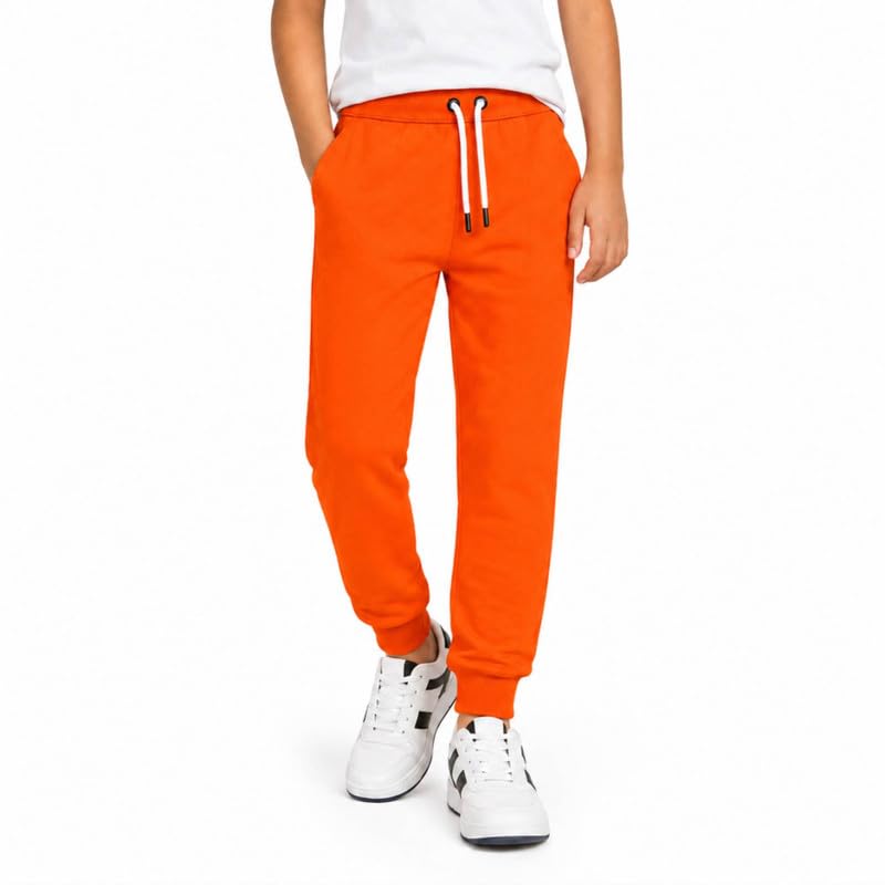 Image of Nusyl Solid Cotton Track Pants for Boys | Premium Soft Flow Joggers | Comfortable Relaxed Fit with Ribbed Cuffs | 2-16 Years | Multiple Colors