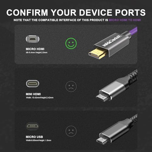 Alvin's Cables Cable en espiral 8K 2.1 Micro HDMI a HDMI para Atomos Ninja V, 8K @60Hz 4K @60Hz Cable HDMI de alta velocidad para Sony A7RIII A7II A7M3, para Canon R5 M6, para FUJIFILM X-T4 X-T3 - imagen 6