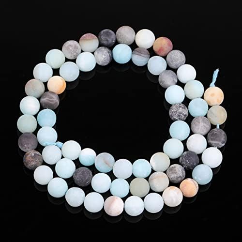 GEM-Inside Natural 6mm Matte Frosted Amazonite Round Gemstone Loose Beads for Jewellery Making 15''