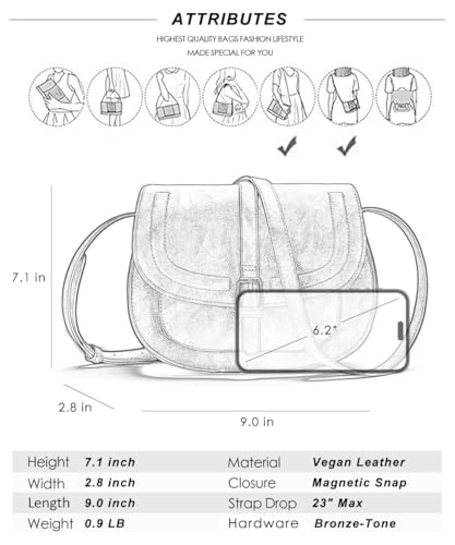 Image of AFKOMST Crossbody Bags for Women,Small Saddle Purse and Boho Cross Body Handbags,Vegan Leather