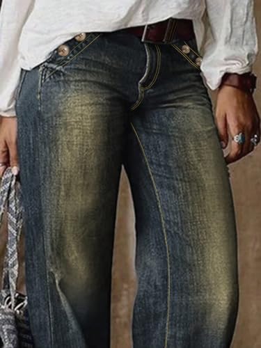Straight Leg Jeans,Urban Fashion Denim Jeans for Women Relaxed fit Fashion Bottoms Vintage Trendy Pants4