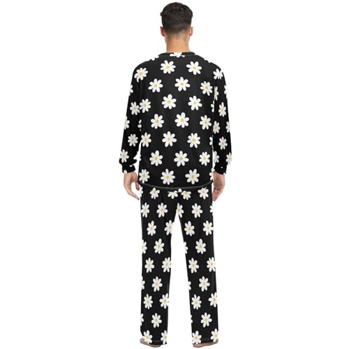 Fustylead Various of Background Matching Couple Pajama Set Flower Floral 2 PCS Long Sleeve Lounge Sleepwear for Men & Women4