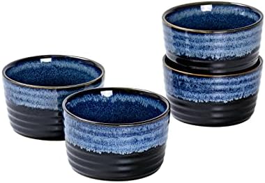 Ramekins for Creme Brulee, Porcelain Baking Dishes Set 2 x 240 ml Round, Oven Safe Baking Cups Set for Custard, Pudding, Souffle Cups - Reactive Gray