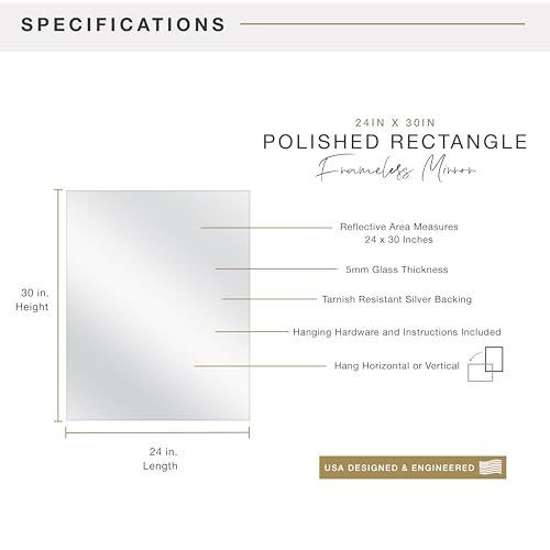 Image of MCS Frameless Wall Mirror with Polished Edge, 24x30 inch Silver