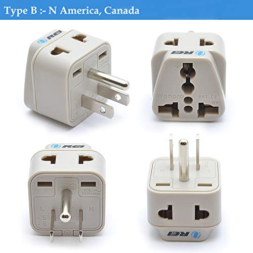 OREI 7 World Travel Adapter Plug Set Safe Grounded for Europe, Germany, Italy, S. Africa, China, Australia, UK, India and More3