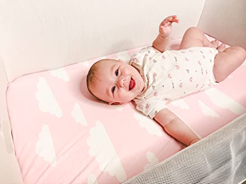 Bassinet Bed Sheets – Premium Bassinet Fitted Sheets 4 Pack – 100% Jersey Knit Cotton Cradle Sheets – Bassinet Bedding For Standard Size Oval Or Halo Bassinet Pads – Bassinet Sheet For Girl #TOP1
