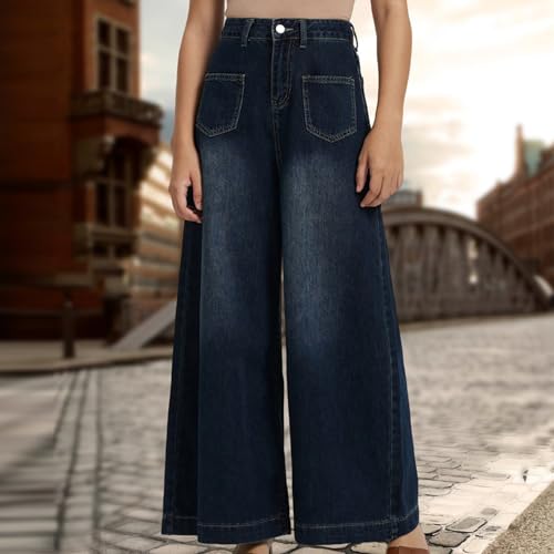 Women Jeans High Waisted Trendy Stretch Boyfriend Baggy Jeans Straight Wide Leg Casual Denim Pants Teen Girls Trousers2